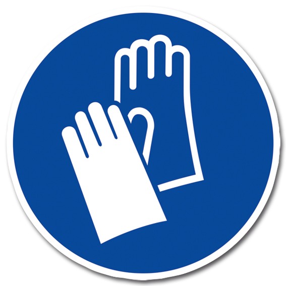 Handschutz benutzen ISO 7010, Alu, Ø 200 mm- Gebotszeichen