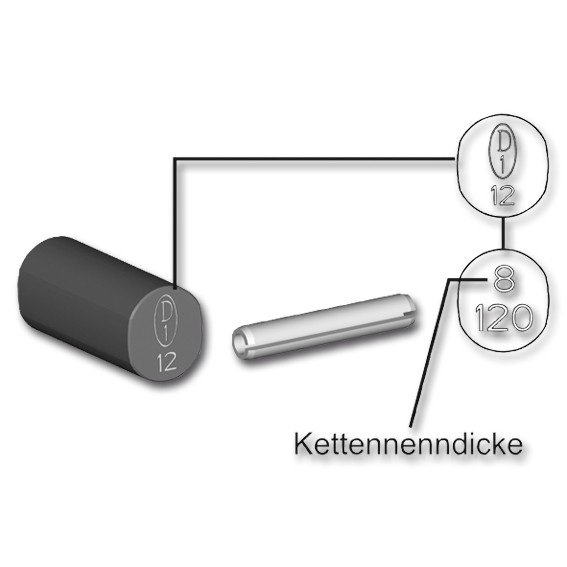 Oval Gabelkopfbolzen RUD mit Spannhülse GK 12 ICE