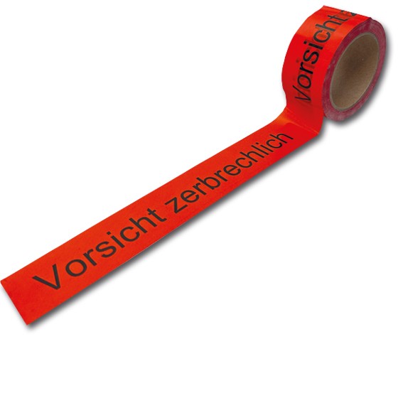 "Vorsicht zerbrechlich" orange - PVC-Warnklebeband