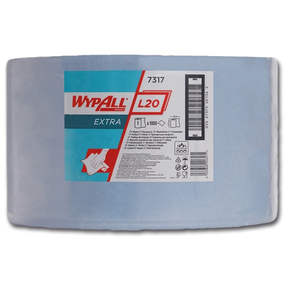 K.C. WYPALL L20 7317 - 23,5 x 38 cm perforiert -2-lagig - blau - Wischtücher