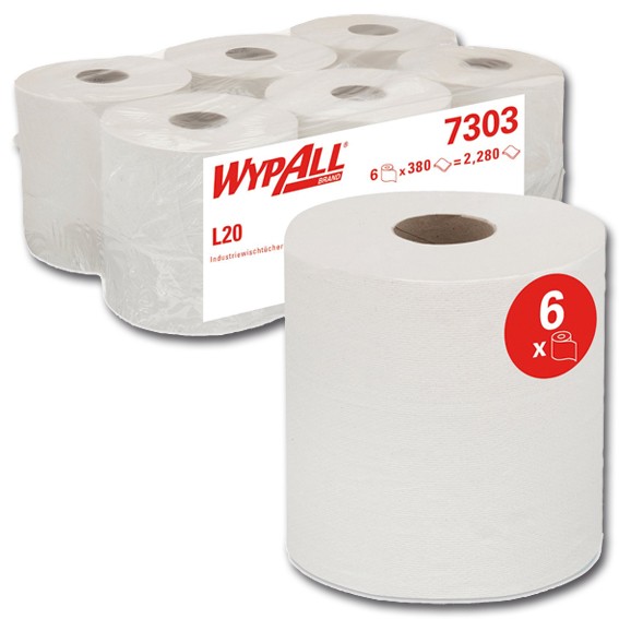 K.C. WYPALL L20 7303 - 18,5 x 38 cm perforiert -2-lagig - weiß - Wischtücher