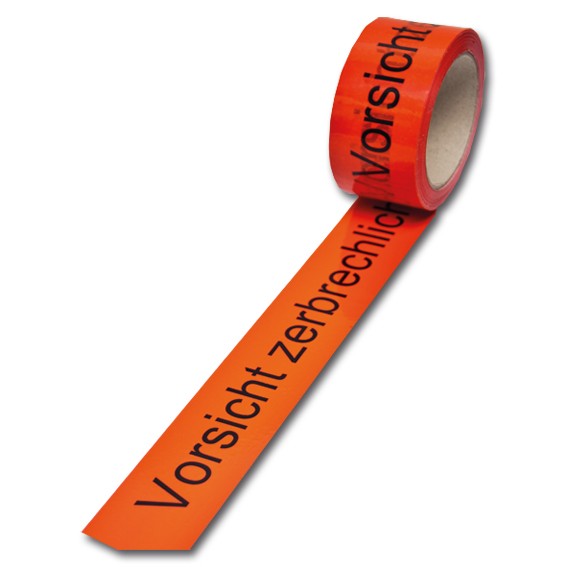 "Vorsicht zerbrechlich" rot - PVC Warnklebeband