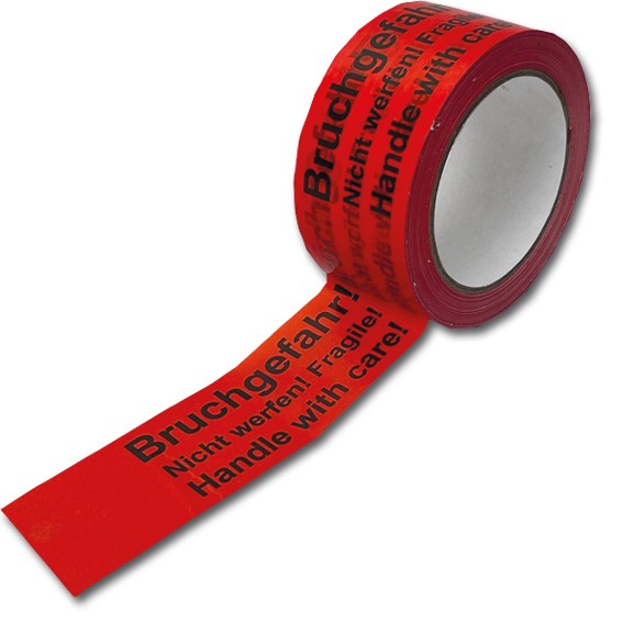 "Bruchgefahr" orange- 3-sprachig - PVC-Warnklebeband