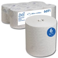 SCOTT 6691 - 19,8 x 350 m - 1-lagig - hochweiß - Papierhandtuchrolle Besonders hohe Lauflänge - optimal für stark besuchte Waschräume