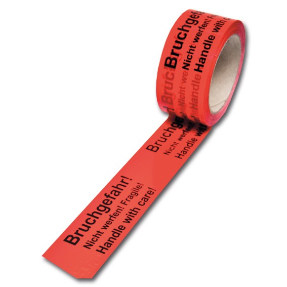 "Bruchgefahr" (Deutsch/Englisch/Französisch) rot - PVC Warnklebeband