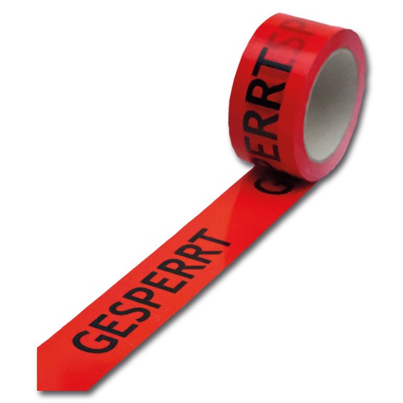 "Gesperrt" rot - PVC Warnklebeband