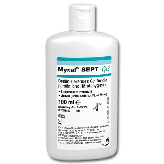 Physioderm MYXAL SEPT Gel - Händedesinfektionsmittel 0,1 l, Flasche