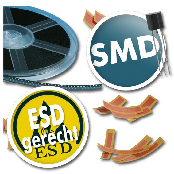 SMD-Gurtverbinder, ESD-gerecht, orange, in Einzelstücke, für 8, 12, 16, 24 mm Gurte