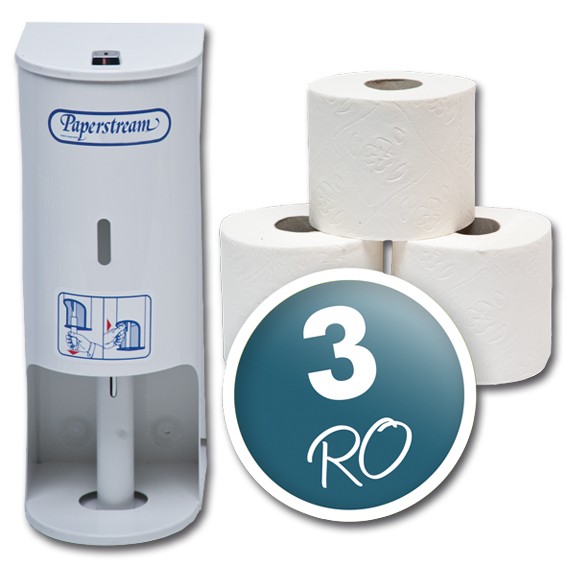 PAPERSTREAM - für 3 Rollen verschließbarer robuster Toilettenpapierspender