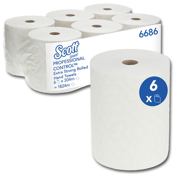 SCOTT 6686 - 20 cm x 304 m -1-lagig - weiß - Papierhandtuchrolle