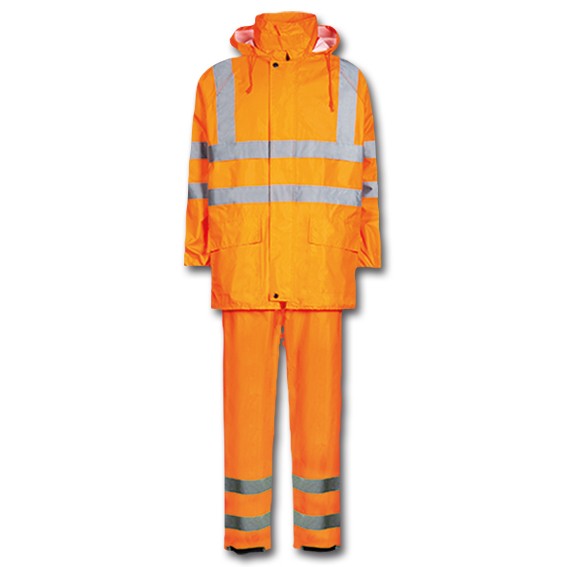 Hi-Vis Regen-Set mit Jacke und Hose orange