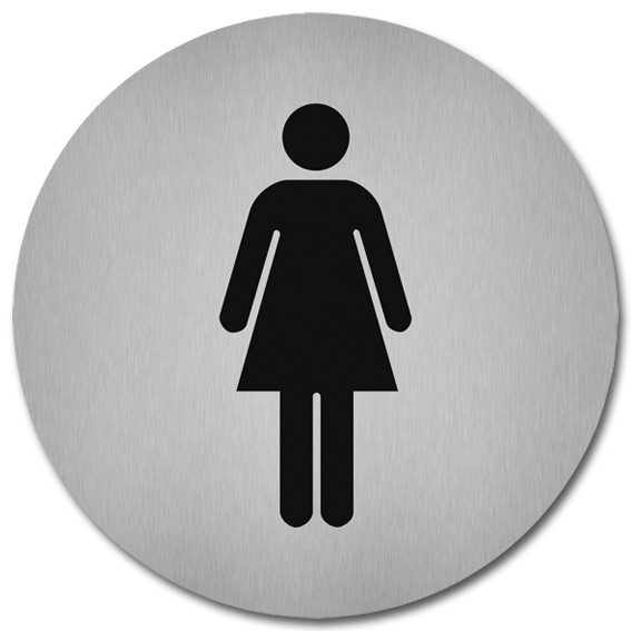 WC Damen - Edelstahl - selbstklebend, Ø 50 mm -Piktogramm