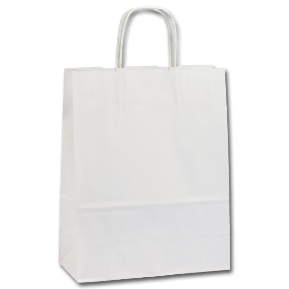 Tragetasche aus Papier mit gedrehter Papierkordel weiß