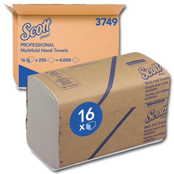 SCOTT 3749 - 20 x 24 cm -1-lagig - weiß - Papierhandtücher