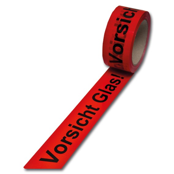 "Vorsicht Glas" rot - PVC Warnklebeband