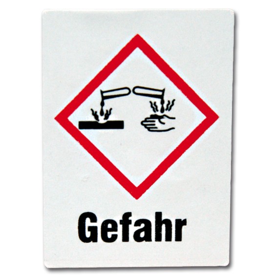 "Hautätzend-Gefahr" - GHS-Haftetiketten