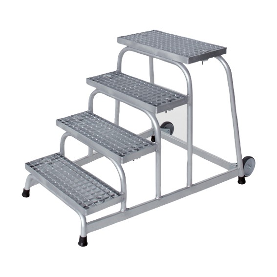 Arbeitspodest starr Stahl-Gitterrost mit Rollen