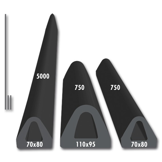 Delta-Prallschutzprofile EPDM schwarz 70° ShoreA