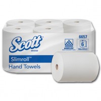 SCOTT 6657 - 20 cm x 165 m 1-lagig - weiß - Papierhandtuchrolle SLIMROLL-Design - mehr Handtücher pro Papierhandtuchrolle - Zeit- und Kostenersparnis