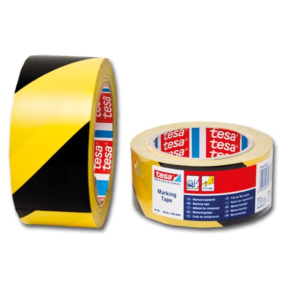 tesa 60760 gelb/schwarz - PVC-Bodenmarkierungsband